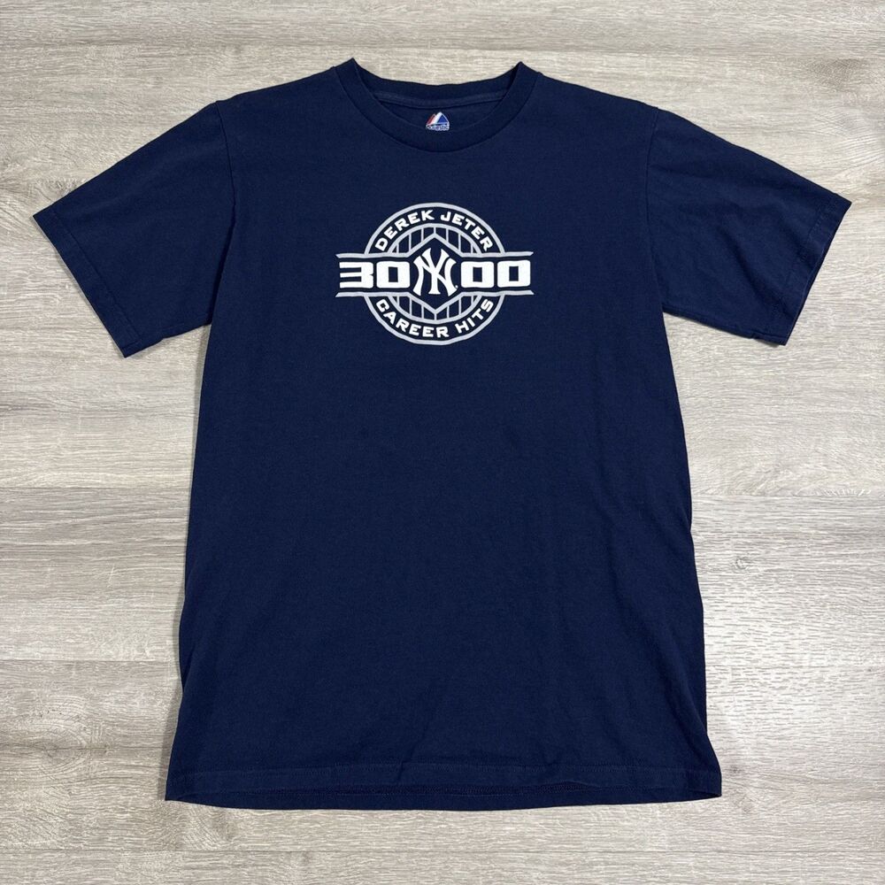 Derek Jeter Shirt New York Yankees 3000 Career Hits Men's Blue Tee Small